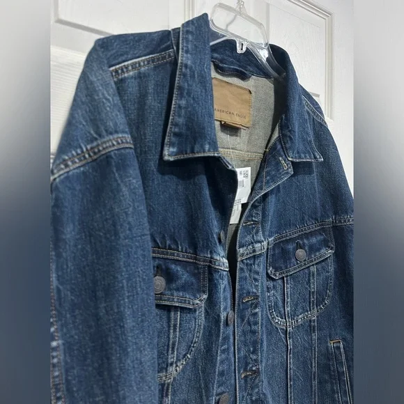 American Eagle AE Men’s XL Denim Trucker Jean Jacket Rancher Jeans Dark Wash NWT - Picture 3 of 13